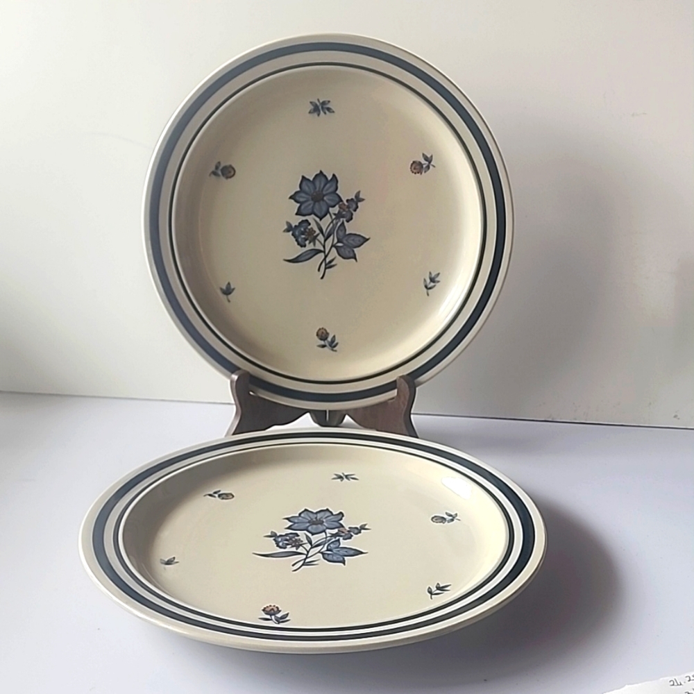1986 Set of 2 Newcor Stoneware, Dinner Plates. 503 Versailles, Made in Japan